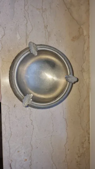 Posacenere Peltro Puro Cesellato Mano