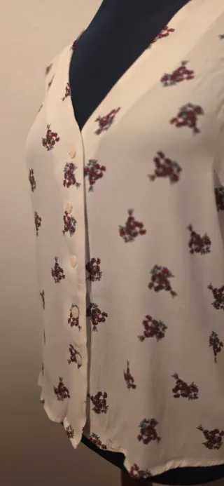 Blusa blanca flores - MANGO