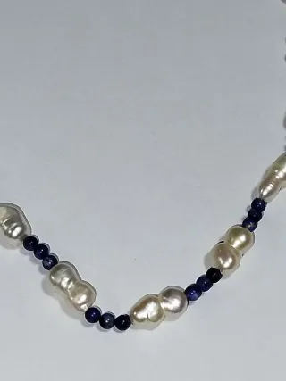 Collar Perlas Naturales y Lapislázuli