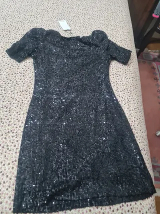 Vestido fiesta lentejuelas negro