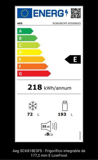 Frigorífico Combi AEG SCK818E3FS Integrable