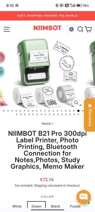 Etiquetadora impresora Niimbot B21 Pro Verde