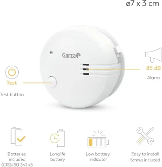 Garza - Pack de 2 Detectores de Humo Mini, Diseño Ultracompacto