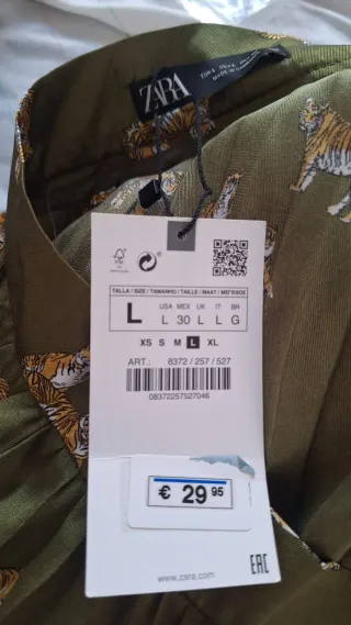 Falda larga plisada Zara estampado tigre