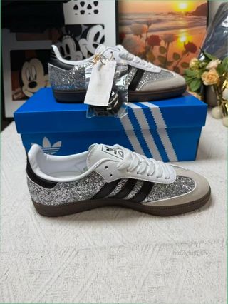 Adidas Samba Glitter Plata Negras Talla 37