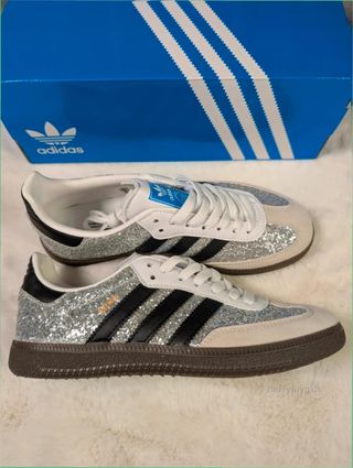 Adidas Samba Glitter Plata Negras Talla 37
