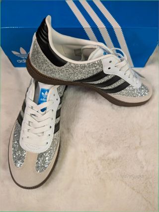 Adidas Samba Glitter Plata Negras Talla 37