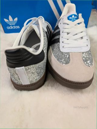 Adidas Samba Glitter Plata Negras Talla 37