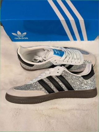 Adidas Samba Glitter Plata Negras Talla 37