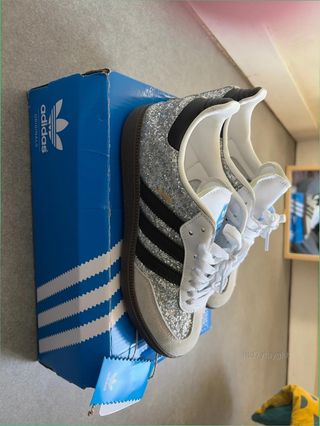 Adidas Samba Glitter Plata Negras Talla 36