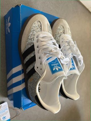 Adidas Samba Glitter Plata Negras Talla 36