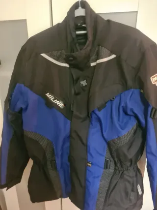 Chaqueta de moto MILINE azul y negra