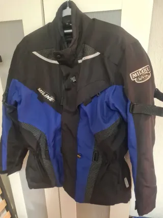 Chaqueta de moto MILINE azul y negra