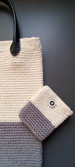 Bolso Tote + Regalo - bicolor crochet Portalaptop