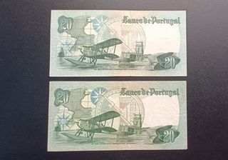 BILLETES PORTUGAL 20 Esc, ( 2 Variantes), 1978.