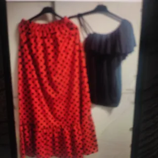 Falda flamenca naranja lunares negros