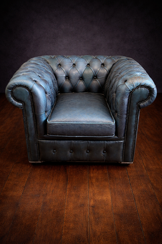 Sillón Chester Club Piel Azul Turquesa
