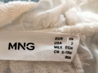 Blusa Mango Algodón Blanca Bordada