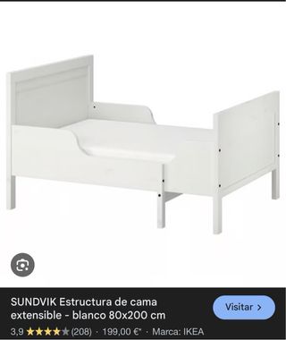 Cama infantil niñ extensible SUNDVIK blanca 80x200