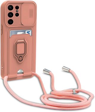 Funda Samsung Galaxy S24 Ultra, con Anillo Soporte, Ajustable Collar Correa