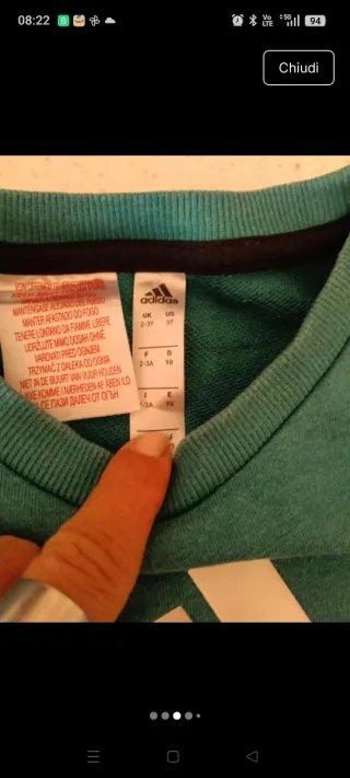 Felpa Adidas verde Bambino