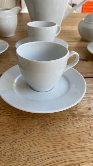 Juego de café de porcelana blanco