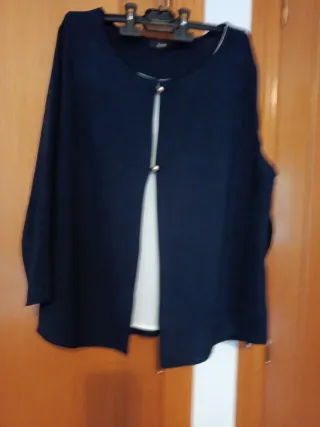 Blusa Fiesta Azul y Blanca Talla 44