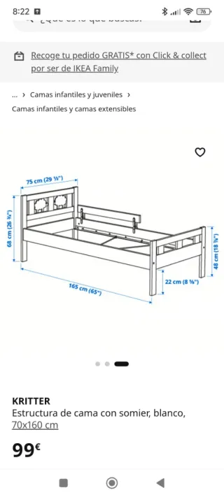 Cama infantil blanca con ovejas