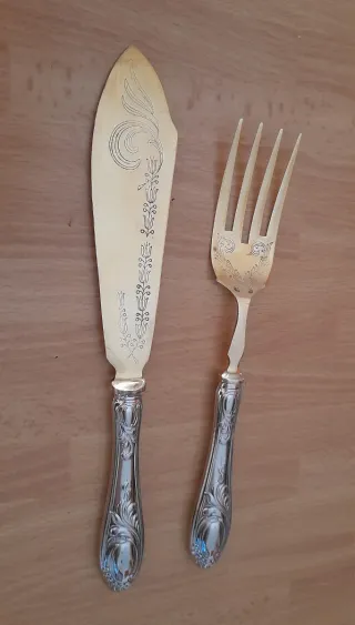 Set servizio pesce vintage oro e porcellana