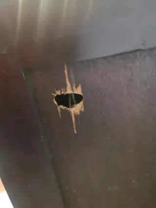 Mueble salón cajonera y vitrinas madera