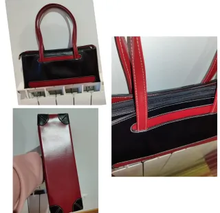 Bolso de piel negro y rojo