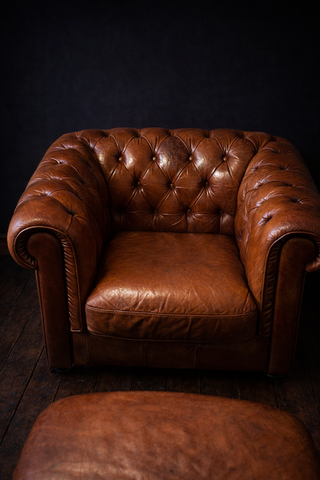 Sillón Chester club Piel con Reposapiés