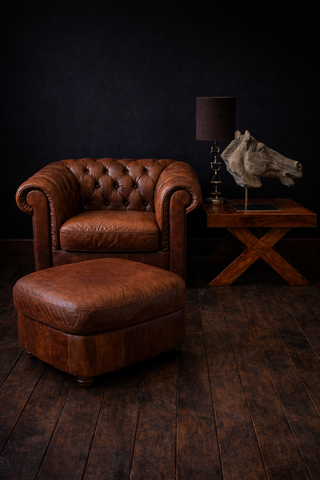 Sillón Chester club Piel con Reposapiés
