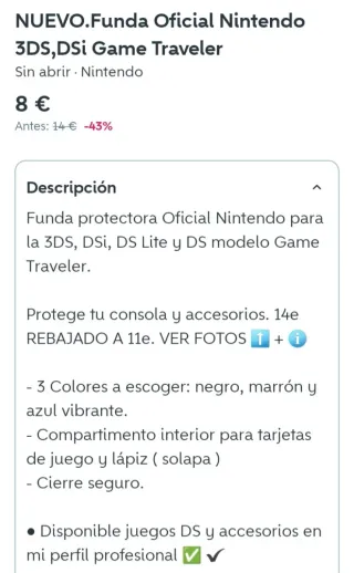 NUEVO. Funda Oficial Nintendo Traveller 3DS,DSi,DS