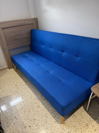 Sofá Cama Azul Tela