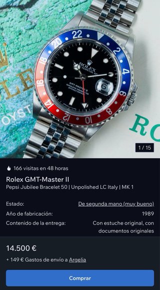 Rolex GMT Master Pepsi 1989 FULL SET!!