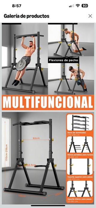 Struttura pieghevole per palestra con barra per trazioni e sbarra per addominali