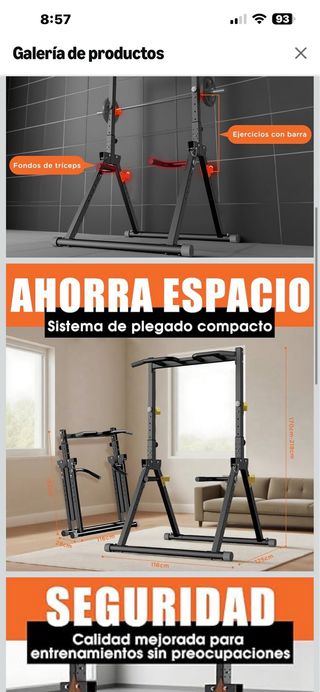 Struttura pieghevole per palestra con barra per trazioni e sbarra per addominali