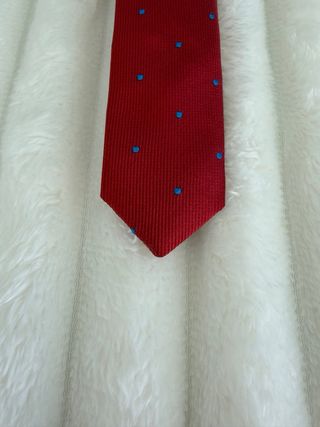 Corbata Musgo Seda Roja Puntos Azules