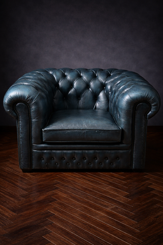 Sillón Chester Piel Azul Petróleo