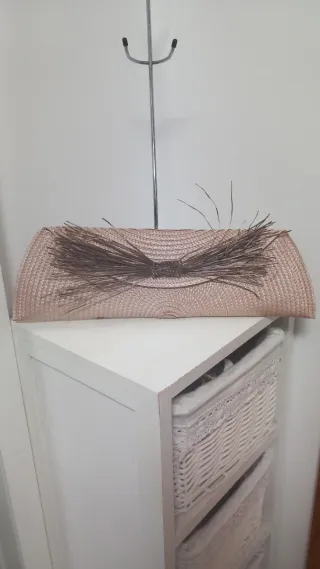 Bolso de fiesta beige y rosa