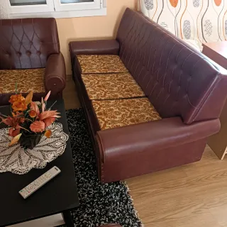 Conjunto Sofás Piel Marrón