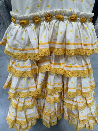 Vestido Feria Abril Niña Blanco y Amarillo