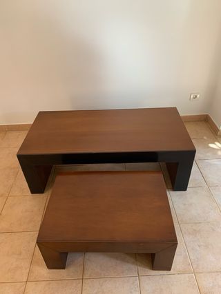 Conjunto 4 mesas madera negras/marrones