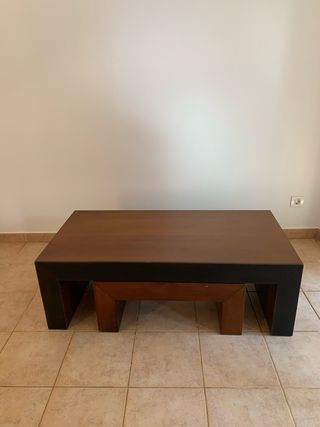 Conjunto 4 mesas madera negras/marrones