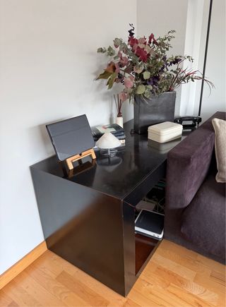 Conjunto 4 mesas madera negras/marrones
