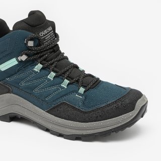 Botas de senderismo impermeables mujer, MH100 verde y gris