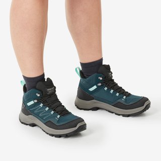 Botas de senderismo impermeables mujer, MH100 verde y gris
