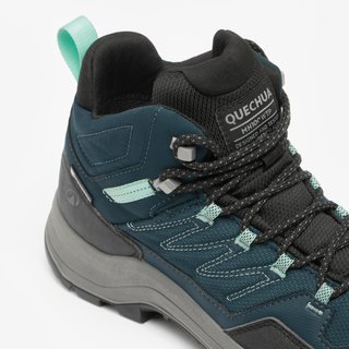 Botas de senderismo impermeables mujer, MH100 verde y gris