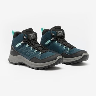 Botas de senderismo impermeables mujer, MH100 verde y gris